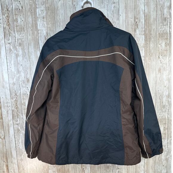 Columbia Interchange 2 In 1‎ Jacket Womens M Black Brown Removable Fleece Jacket - Picture 2 of 11